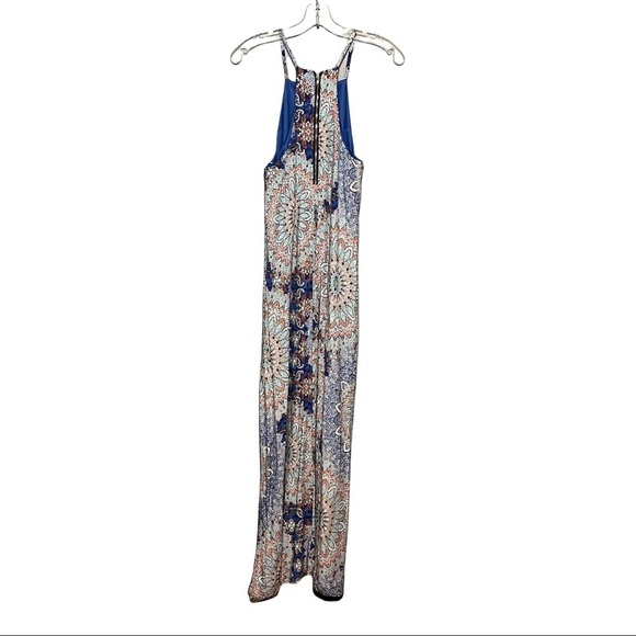 LoveRiche Geometric Paisley Mandala Print Maxi Dress Sleeveless Razorback Halter - Picture 5 of 8